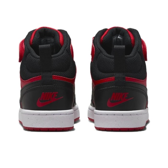 Big Kids Nike Court Borough Mid 2 Bred Sneaker University Red/Black CD7782-602 - Picture 5 of 6